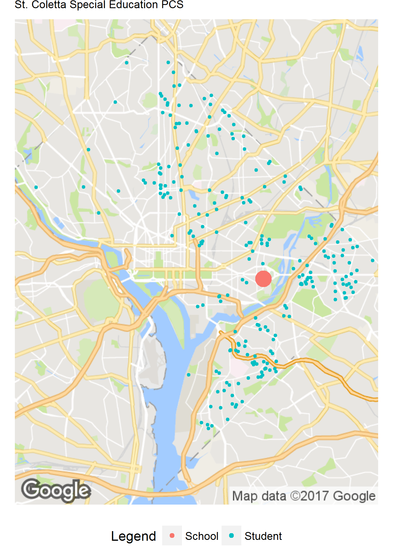 St Coletta Special Education PCS Student Location Map DC PCSB